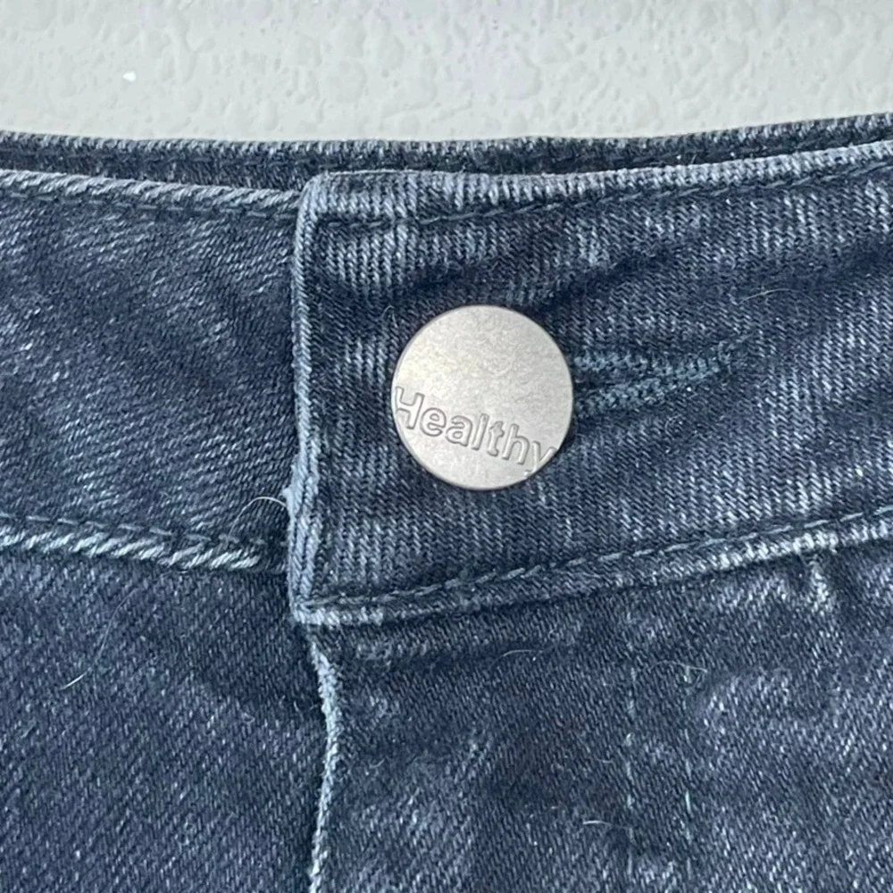 Healthy Denim Wide Leg‎ Jeans Womens Black High Rise 25 Faded Grunge Chic